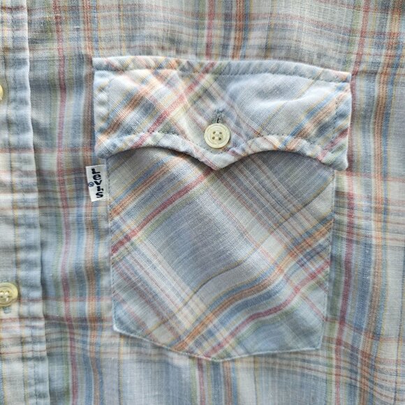 Levi's 1980's Single Pocket Western Men's Short Sleeve Shirt L Rockabilly Rodeo - Picture 7 of 9